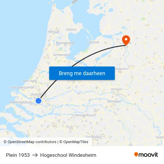 Plein 1953 to Hogeschool Windesheim map