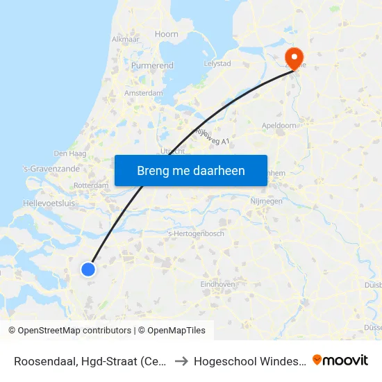 Roosendaal, Hgd-Straat (Centrum) to Hogeschool Windesheim map