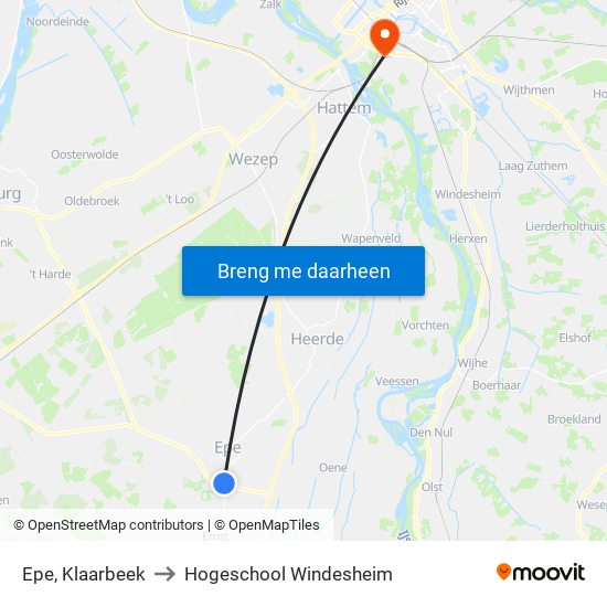 Epe, Klaarbeek to Hogeschool Windesheim map