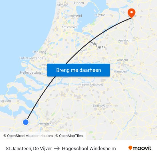 St.Jansteen, De Vijver to Hogeschool Windesheim map