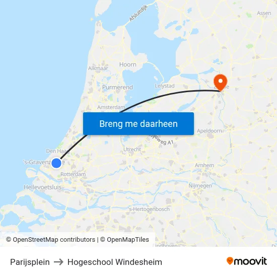 Parijsplein to Hogeschool Windesheim map