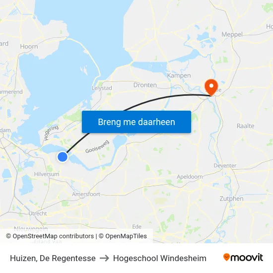Huizen, De Regentesse to Hogeschool Windesheim map