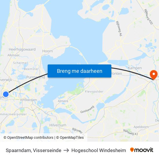 Spaarndam, Visserseinde to Hogeschool Windesheim map