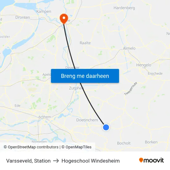 Varsseveld, Station to Hogeschool Windesheim map