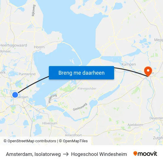 Amsterdam, Isolatorweg to Hogeschool Windesheim map