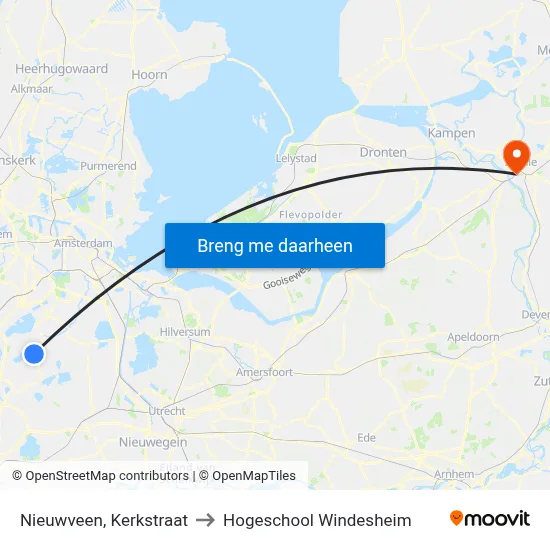 Nieuwveen, Kerkstraat to Hogeschool Windesheim map