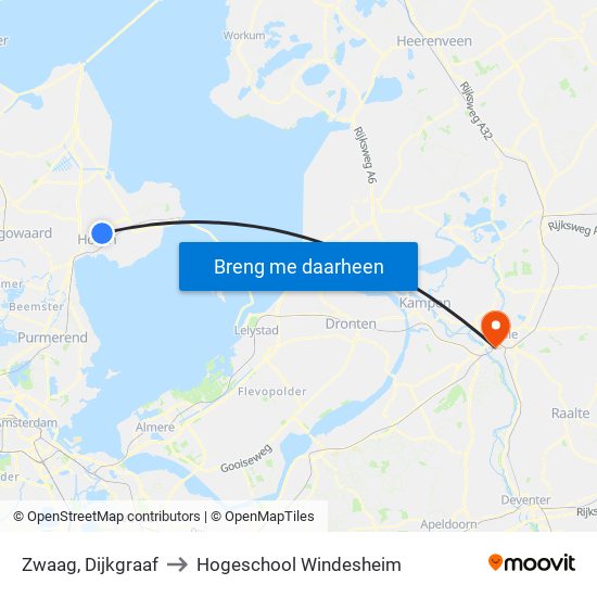 Zwaag, Dijkgraaf to Hogeschool Windesheim map