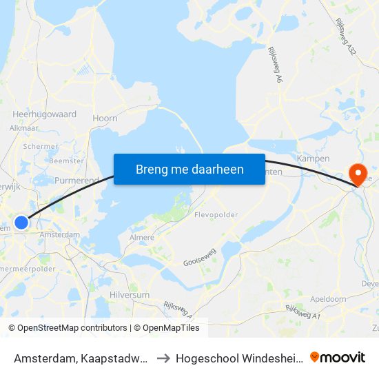 Amsterdam, Kaapstadweg to Hogeschool Windesheim map