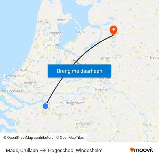 Made, Crullaan to Hogeschool Windesheim map