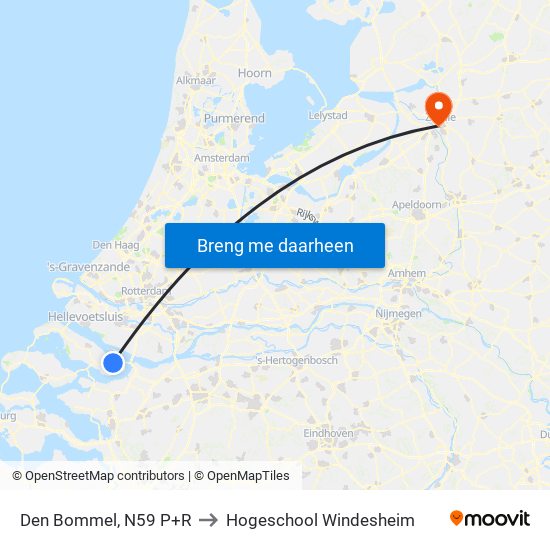 Den Bommel, N59 P+R to Hogeschool Windesheim map