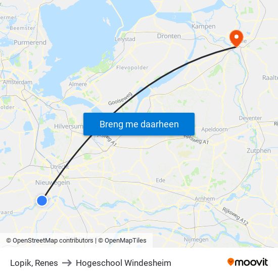 Lopik, Renes to Hogeschool Windesheim map