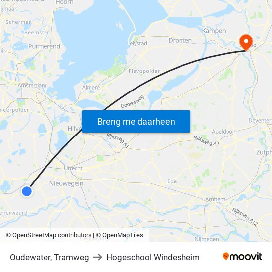 Oudewater, Tramweg to Hogeschool Windesheim map