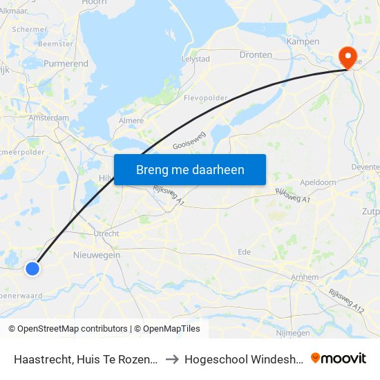 Haastrecht, Huis Te Rozendaal to Hogeschool Windesheim map