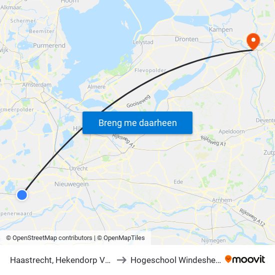 Haastrecht, Hekendorp Veer to Hogeschool Windesheim map