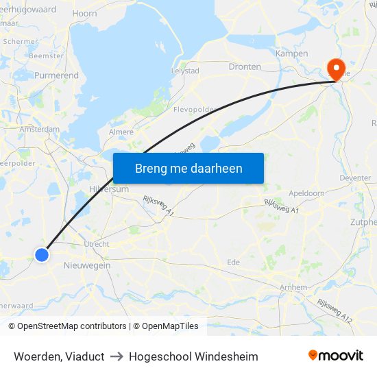 Woerden, Viaduct to Hogeschool Windesheim map
