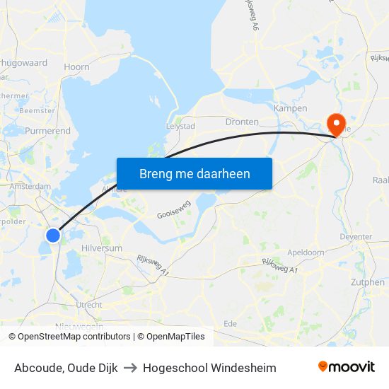 Abcoude, Oude Dijk to Hogeschool Windesheim map