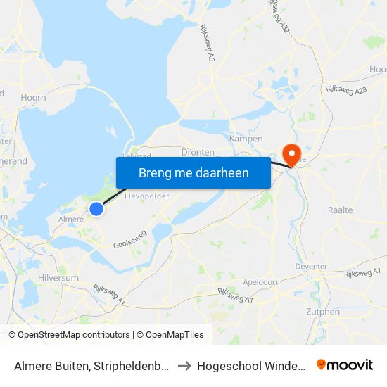 Almere Buiten, Stripheldenbuurt-M. to Hogeschool Windesheim map