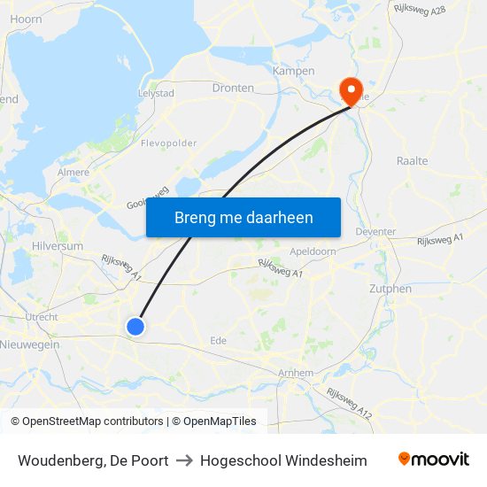 Woudenberg, De Poort to Hogeschool Windesheim map