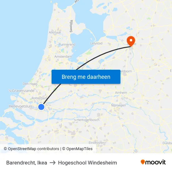 Barendrecht, Ikea to Hogeschool Windesheim map