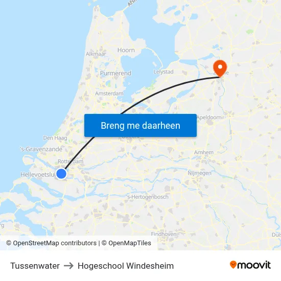 Tussenwater to Hogeschool Windesheim map