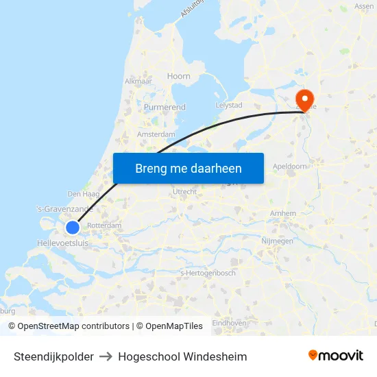 Steendijkpolder to Hogeschool Windesheim map