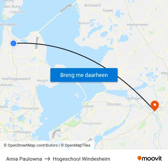 Anna Paulowna to Hogeschool Windesheim map