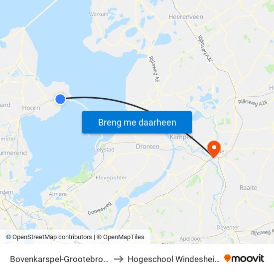 Bovenkarspel-Grootebroek to Hogeschool Windesheim map