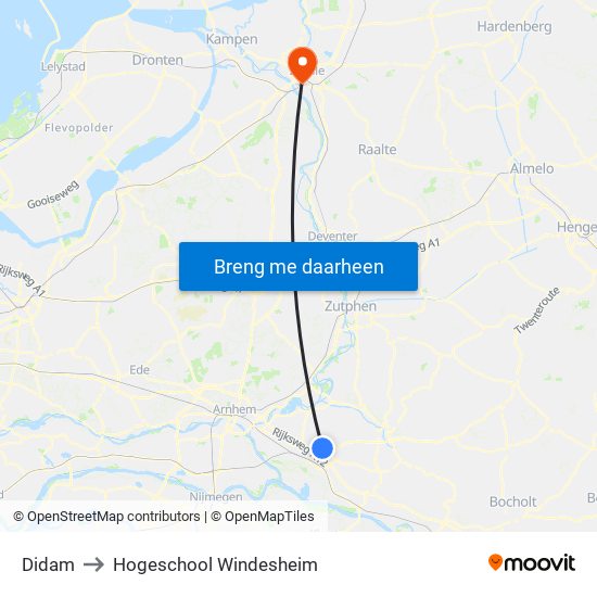 Didam to Hogeschool Windesheim map