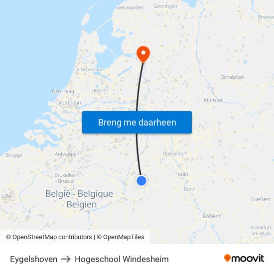 Eygelshoven to Hogeschool Windesheim map