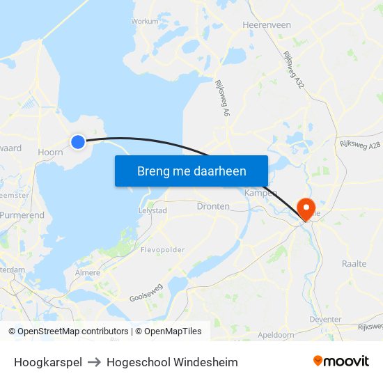 Hoogkarspel to Hogeschool Windesheim map