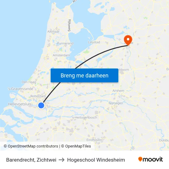 Barendrecht, Zichtwei to Hogeschool Windesheim map