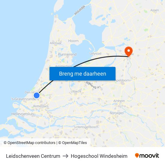 Leidschenveen Centrum to Hogeschool Windesheim map