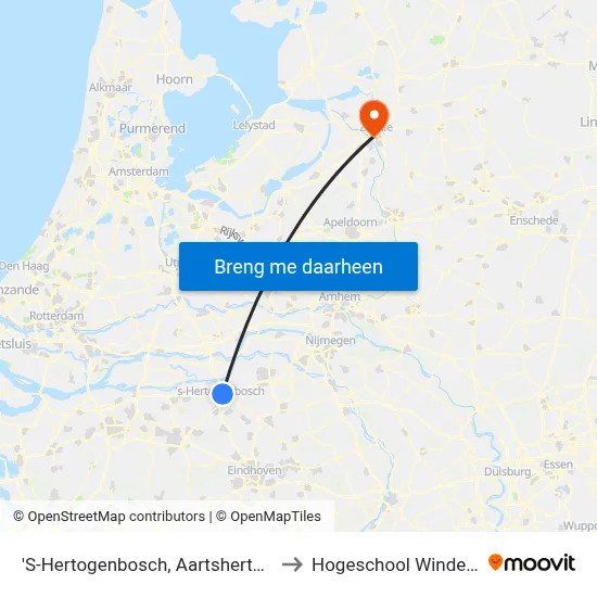 'S-Hertogenbosch, Aartshertogenlaan to Hogeschool Windesheim map