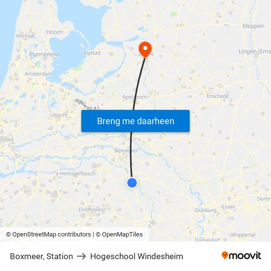 Boxmeer, Station to Hogeschool Windesheim map