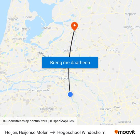 Heijen, Heijense Molen to Hogeschool Windesheim map