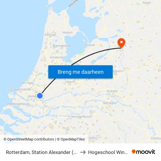 Rotterdam, Station Alexander (Uitstaphalte) to Hogeschool Windesheim map