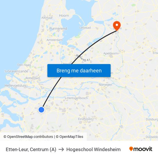 Etten-Leur, Centrum (A) to Hogeschool Windesheim map
