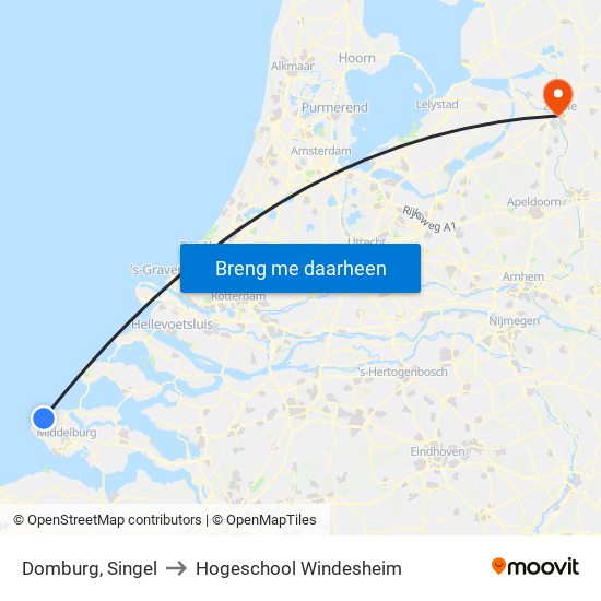 Domburg, Singel to Hogeschool Windesheim map