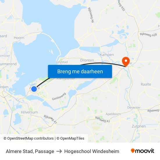 Almere Stad, Passage to Hogeschool Windesheim map