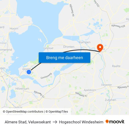 Almere Stad, Veluwsekant to Hogeschool Windesheim map
