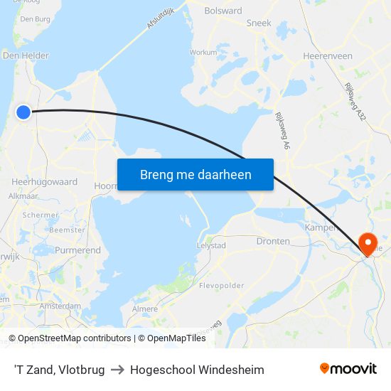 'T Zand, Vlotbrug to Hogeschool Windesheim map
