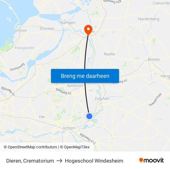Dieren, Crematorium to Hogeschool Windesheim map
