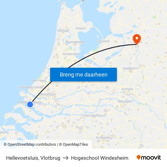 Hellevoetsluis, Vlotbrug to Hogeschool Windesheim map