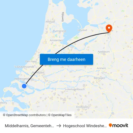 Middelharnis, Gemeentehuis to Hogeschool Windesheim map