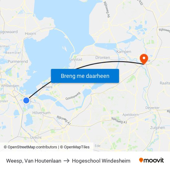 Weesp, Van Houtenlaan to Hogeschool Windesheim map
