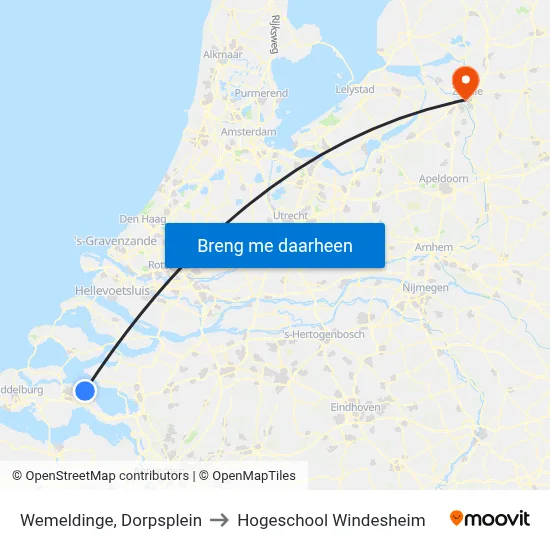 Wemeldinge, Dorpsplein to Hogeschool Windesheim map