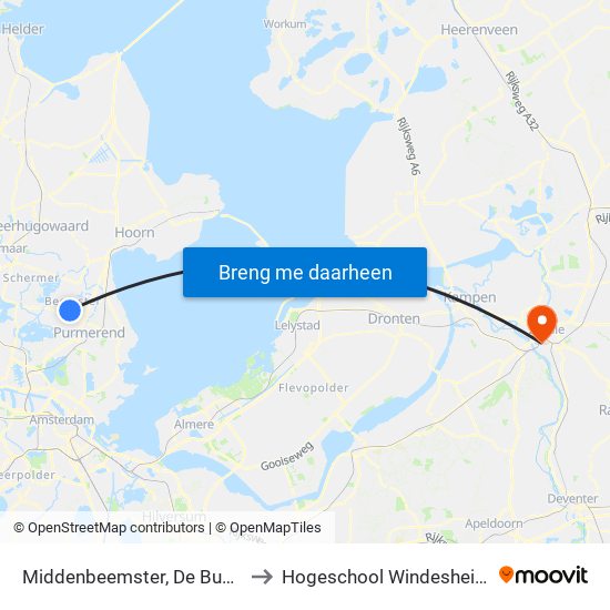 Middenbeemster, De Buurt to Hogeschool Windesheim map