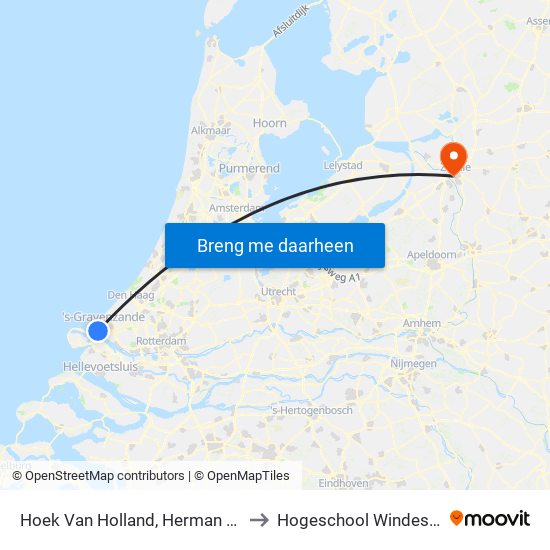 Hoek Van Holland, Herman Visser to Hogeschool Windesheim map
