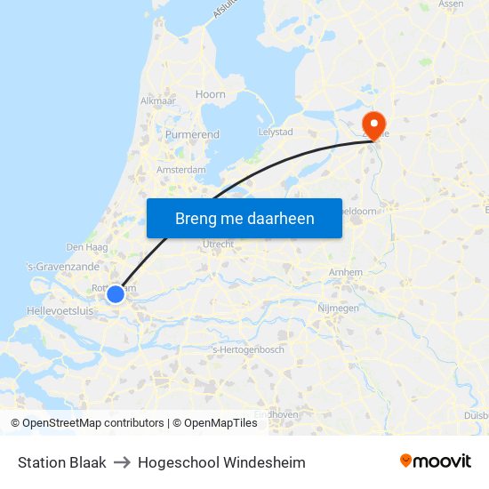 Station Blaak to Hogeschool Windesheim map