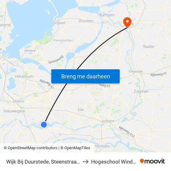 Wijk Bij Duurstede, Steenstraat-Centrum to Hogeschool Windesheim map